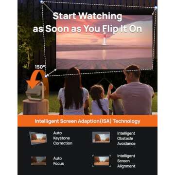 XGIMI Elfin Flip 2024 NEW Portable Projector, 1080P Resolution Outdoor Projector, Licensed Netflix, Build-in Adjustable Stand, Lightweight and Compact Design, 400 ISO Lumens, Screen Adaption