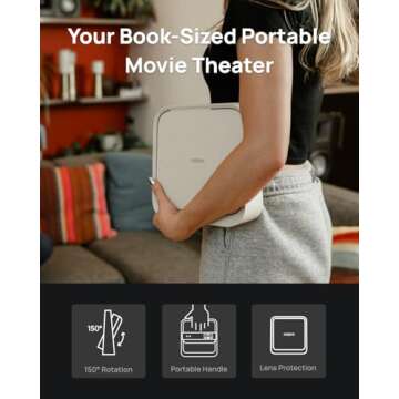 XGIMI Elfin Flip 2024 NEW Portable Projector, 1080P Resolution Outdoor Projector, Licensed Netflix, Build-in Adjustable Stand, Lightweight and Compact Design, 400 ISO Lumens, Screen Adaption