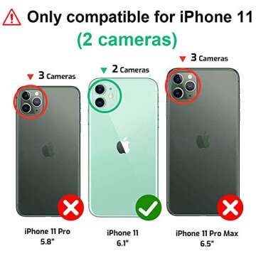 TOOVREN iPhone 11 Case with Strap, Wallet Case Lanyard Neck Strap with Leather Card Holder Kickstand...