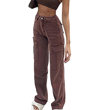 Trendy High Waisted Y2K Cargo Jeans for Teens