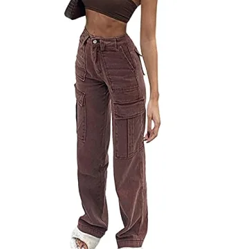 Trendy High Waisted Y2K Cargo Jeans for Teens