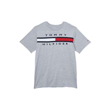 Tommy Hilfiger Boys' Short Sleeve Flag Crew Neck T-Shirt - Legacy Grey Heather, Sizes 16-18