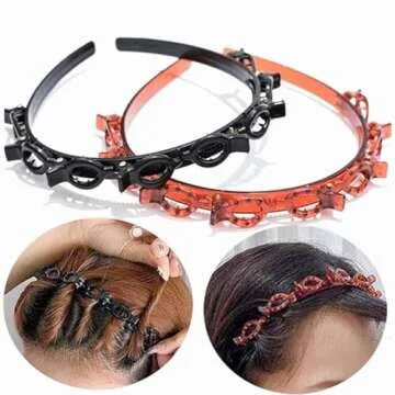 UZIHEUN Headband with Clips, Hair Pins for Women - Hairstyle Hairpin with Attached Clips, Professional Weave Bangs Clip (2pcs)