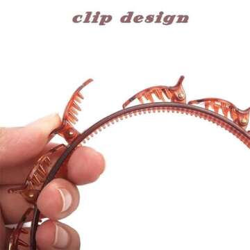 UZIHEUN Headband with Clips, Hair Pins for Women - Hairstyle Hairpin with Attached Clips, Professional Weave Bangs Clip (2pcs)