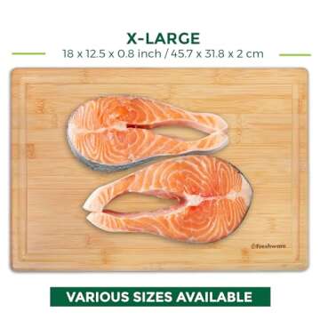 Bamboo Cutting Boards for Kitchen with Juice Groove [Extra-Large] Wood Cutting Board for Chopping Meat, Vegetables, Fruits, Cheese, Knife Friendly Serving Tray with Handles, 18 x 12.5-inch