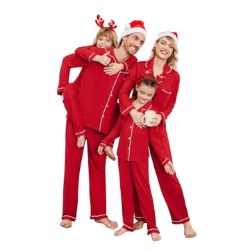 Ekouaer Christmas Family Matching Pajamas Button Down Pj Set for All