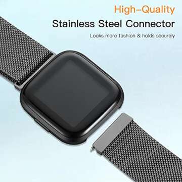 ZWGKKYGYH Metal Bands for Fitbit Versa 2, Stylish & Adjustable Magnetic Band