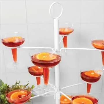 Cocktail Tree Stand, Wine Glass Flight Tasting Display For Drinks, 3 Tier - 12 Holders For Champagne...