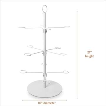 Cocktail Tree Stand, Wine Glass Flight Tasting Display For Drinks, 3 Tier - 12 Holders For Champagne, Cocktails, Martini, Margarita Cups at Weddings, Bridal Shower, Mimosa Bar Parties & Events (White)