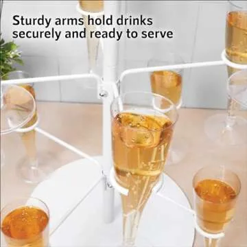 Cocktail Tree Stand, Wine Glass Flight Tasting Display For Drinks, 3 Tier - 12 Holders For Champagne, Cocktails, Martini, Margarita Cups at Weddings, Bridal Shower, Mimosa Bar Parties & Events (White)