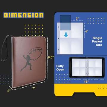 Baseball Card Binder, CLOVERCAT 4 Pocket Sports card binder, 400 Double Sided Pocket Zipper Album, Baseball cards Display Holder, Expandable, Compatible with Gaming Cards, Yugioh, MTG and Other TCG