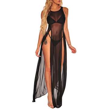 FairBeauty Women's Mesh Sheer Swimsuit Cover Up Dress