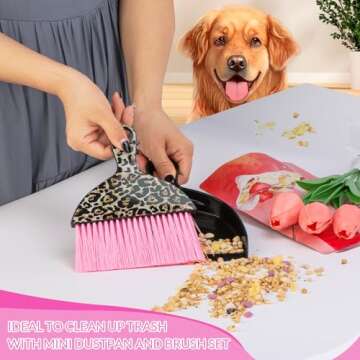 Pink Dish Brush, Kitchen Dish Scrub Brush Set, Dish Brush with Handle, Leopard Print Kitchen Scrub Brushes, 12-Piece Kitchen Cleaning Brush Set for Pots and Bottles, for Women