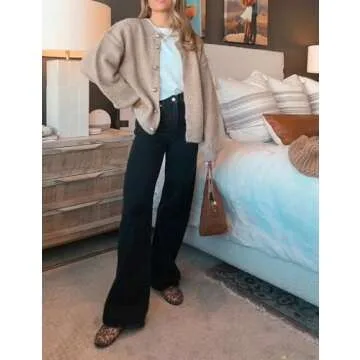 SeekMe Womens Cardigan Sweaters Casual Lightweight Long Sleeve Button Up Knit Oversized 2024 Fall Outwear