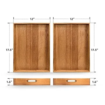Acacia Wood Serving Tray Set of 2 - Stylish & Functional