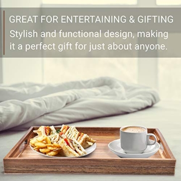 Acacia Wood Serving Tray Set of 2 - Stylish & Functional