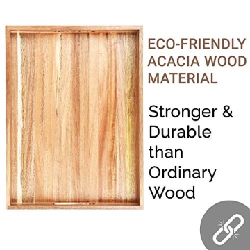 Acacia Wood Serving Tray Set of 2 - Stylish & Functional