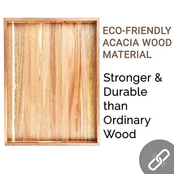 Acacia Wood Serving Tray Set of 2 - Stylish & Functional