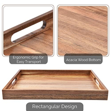 Acacia Wood Serving Tray Set of 2 - Stylish & Functional