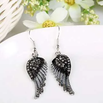 Elegant EVER FAITH Angel Wing Crystal Earrings for Women