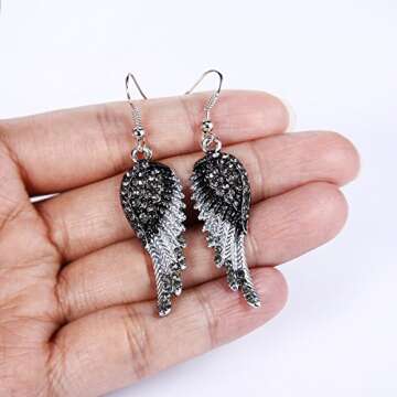 Elegant EVER FAITH Angel Wing Crystal Earrings for Women