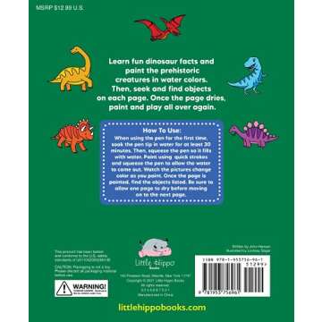 Paint and Find Dinosaurs - Children's Board Book - Water Colors