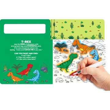 Paint and Find Dinosaurs - Children's Board Book - Water Colors