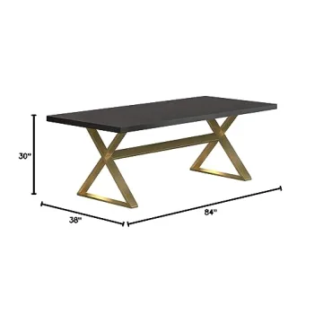 Conway Collection Conway X-Trestle Base Dark Walnut and Aged Gold Dining Table (191991)