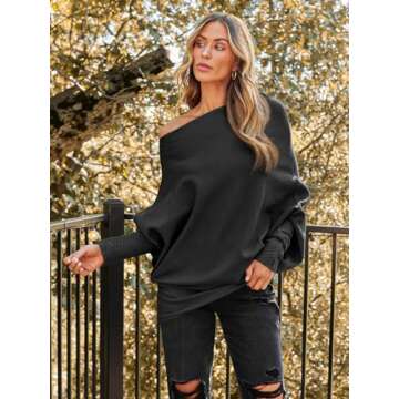 LILLUSORY Womens Oversized Batwing Sweater - Chic & Comfortable