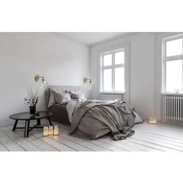 Yosoan Brass Boho Vanity Gold Bathroom Wall Sconce, 1-Light Indoor Hardwired Wall Mounted Vintage Industrial Fixture Lights with Double Hole Round Glass Lamp for Mirror, Living Room, Hallway(Antique)