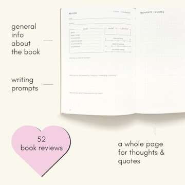 Kunitsa Co. Reading Journal - 52 reviews. Review and Track Your Reading. Book Journal for Book Lovers & Readers. Blue