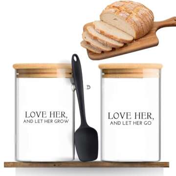 Sourdough Starter & Discard Jar Kit – 2 x 32 oz Wide Mouth Glass Jars with Bamboo Lids, Distinct L...