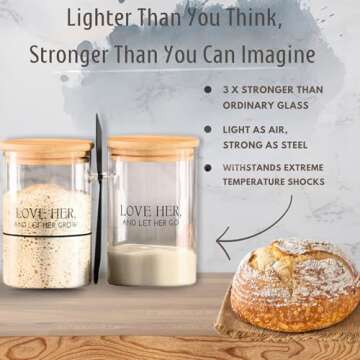 Premium Sourdough Starter Jar Kit - 2 x 32 oz Wide Mouth Glass Jars