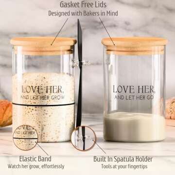 Premium Sourdough Starter Jar Kit - 2 x 32 oz Wide Mouth Glass Jars