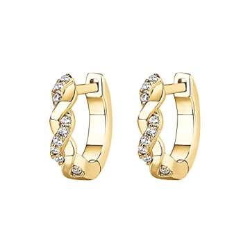 PAVOI 14K Yellow Gold Plated 925 Sterling Silver Post CZ Huggies | Women's Small Gold Hoop Earrings | Synthetic Diamond Earrings
