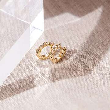 PAVOI 14K Yellow Gold Plated 925 Sterling Silver Post CZ Huggies | Women's Small Gold Hoop Earrings | Synthetic Diamond Earrings