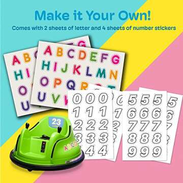 Kidzone 12V 2-Speeds Electric Ride On Bumper Car for Kids & Toddlers 1.5-6 Years Old, DIY Sticker Baby Bumping Toy Gifts W/Remote Control, LED Lights, Bluetooth & 360 Degree Spin, ASTM Certified