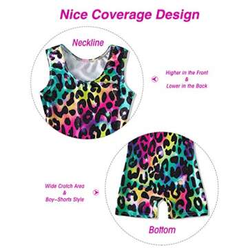Leopard Rainbow Gymnastics Leotards for Girls 3T 4T