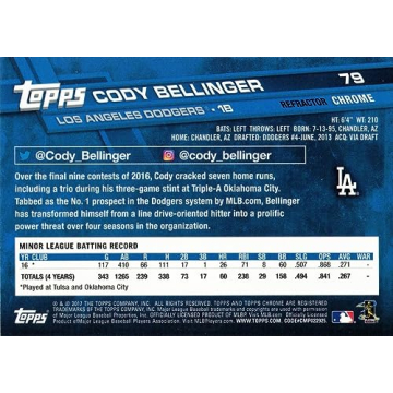 2017 Topps Chrome Pink Refractor Cody Bellinger Rookie Card