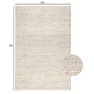 S & L Homes Jute Cotton Hand Woven Natural Farmhouse Area Rug for Living Room - Rustic Vintage Bohemian Décor - (6' x 9' Natural)