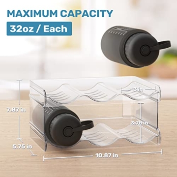 Fabspace Water Bottle Organizer, Stackable Water Bottle Holder for Kitchen Pantry, Fridge, Cabinet, Stackable Cup Holder for Wine, Water, Drink-2 Pack, Each Rack Holds 3 Containers