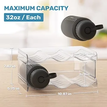 Fabspace Water Bottle Organizer, Stackable Water Bottle Holder for Kitchen Pantry, Fridge, Cabinet, Stackable Cup Holder for Wine, Water, Drink-2 Pack, Each Rack Holds 3 Containers
