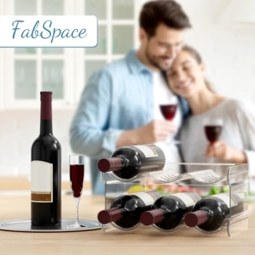 Fabspace Water Bottle Organizer, Stackable Water Bottle Holder for Kitchen Pantry, Fridge, Cabinet, Stackable Cup Holder for Wine, Water, Drink-2 Pack, Each Rack Holds 3 Containers