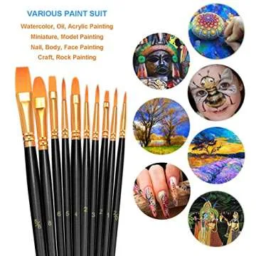 BOSOBO 20 Pcs Nylon Hair Paint Brushes Set for Artists