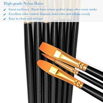 BOSOBO 20 Pcs Nylon Hair Paint Brushes Set for Artists