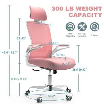 Mimoglad Office Chair, High Back Ergonomic Desk Chair with Adjustable Lumbar Support and Headrest, S...