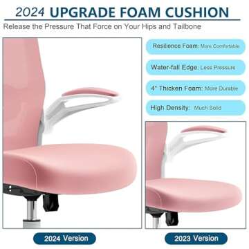 Mimoglad Office Chair, High Back Ergonomic Desk Chair with Adjustable Lumbar Support and Headrest, Swivel Task Chair with flip-up Armrests for Guitar Playing, 5 Years Warranty