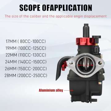 NIBBI Carburetor PE28mm,fit 200cc 250cc Flange Motorcycle Engine with Carb Jets - For Dirt Pit Bike Mini Bike Motocross CG175/200/250