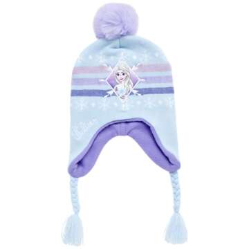 Disney Girls’ Winter Set: Ear Flap Beanie Hat, Gloves or Mittens: Elsa, Anna, Princess (Age: 2-7), Size Age 2-4, Blue Mitten