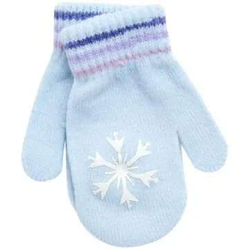 Disney Girls’ Winter Set: Ear Flap Beanie Hat, Gloves or Mittens: Elsa, Anna, Princess (Age: 2-7), Size Age 2-4, Blue Mitten